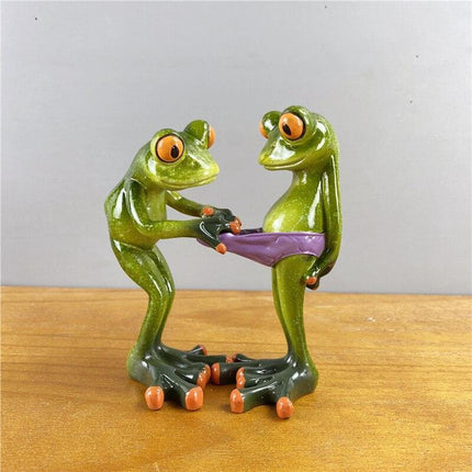 Whimsical Green Frog Resin Desk Ornament - Enchanting Home Decor
