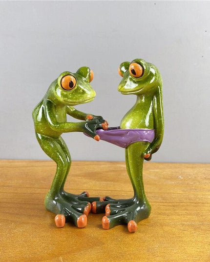 Whimsical Green Frog Resin Desk Ornament - Enchanting Home Decor