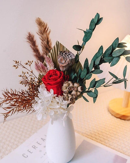 Eternal Hydrangea and Bunny Tail Dried Floral Arrangement