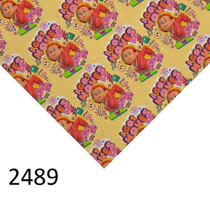 Cartoon-Inspired Faux Leather Crafting Sheet for Creative DIY Projects