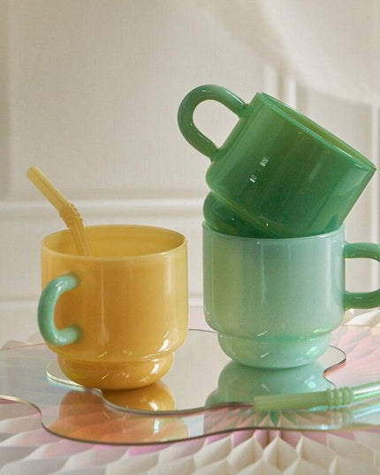 Jade Elegance: Retro Nordic Glass Mug Collection