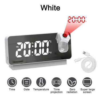 LED Digital Projection Alarm Clock with Silent Mechanism and Temperature Display for Modern Living Spaces