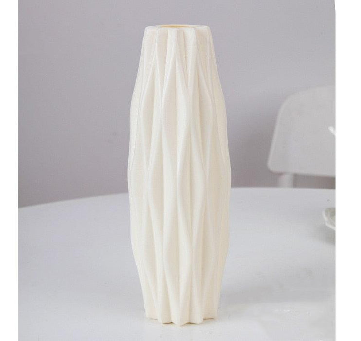 Nordic Elegance Ceramic-Style Plastic Flower Vase