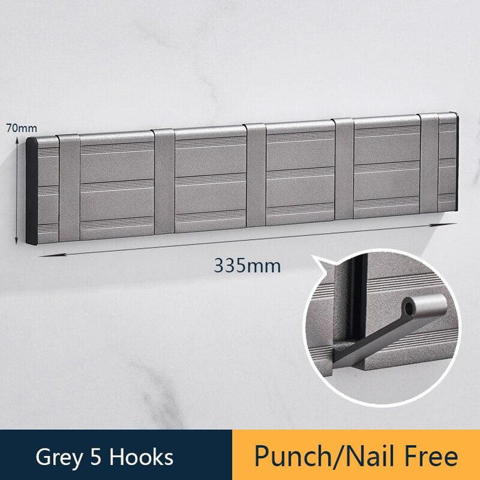 Grey Bathroom Aluminum Adhesive Hooks for Stylish Home Organization