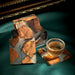 Japanese Ink Splashed Wooden Tea Coasters - Set of 6 Magnificent Pieces