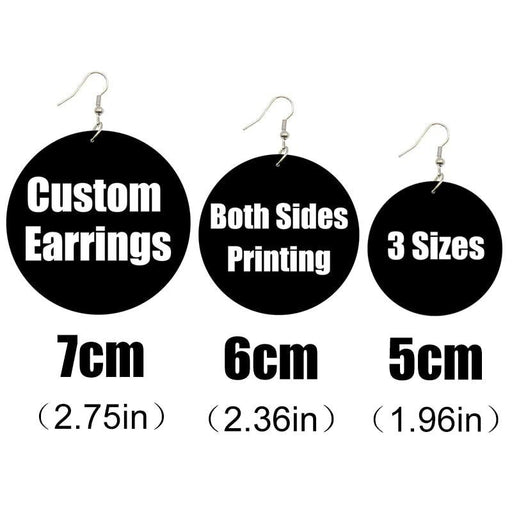 Customizable Round Wooden Drop Earrings with Personalized Image Insert
