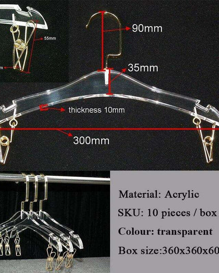 Stylish Acrylic Hanger Set with Attached Hanging Bar for Closet Organization