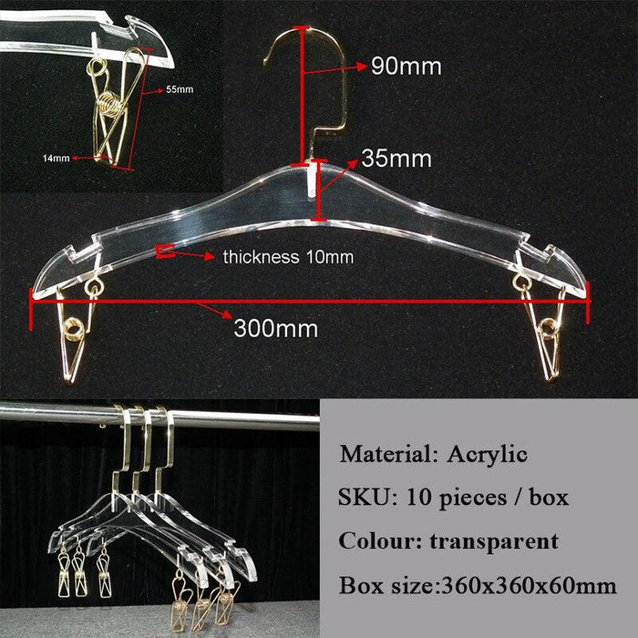 Stylish Acrylic Hanger Set with Attached Hanging Bar for Closet Organization