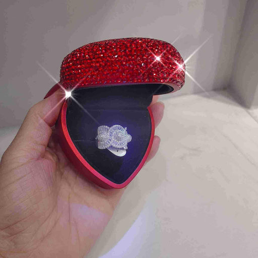 Radiant Rhinestone Heart LED Jewelry Box