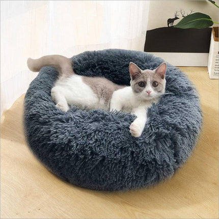 Luxury Plush Round Pet Bed - Cozy Retreat for Cats and Dogs