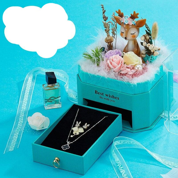 Eternal Rose Jewelry Chest - Exquisite Handcrafted Deer Keepsake Box