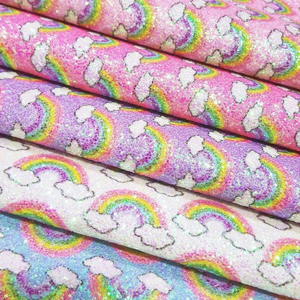 Vibrant Rainbow Faux Leather Sheets: Colorful Crafting Material for Creative Projects