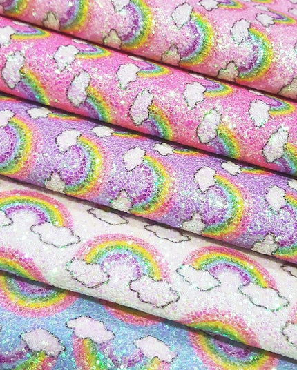 Vibrant Rainbow Faux Leather Sheets: Colorful Crafting Material for Creative Projects