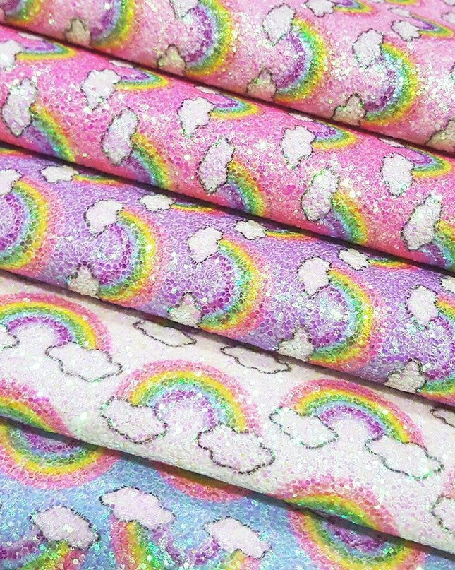 Vibrant Rainbow Faux Leather Sheets: Colorful Crafting Material for Creative Projects