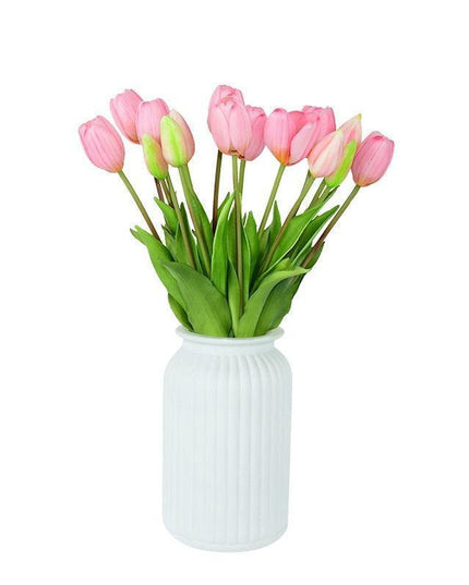 Lifelike Real Touch Tulip Bouquet - Set of 5 Soft Silicone Flowers for Elegant Home and Wedding Decor