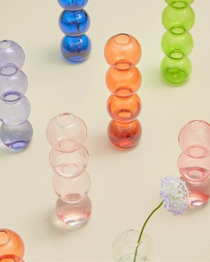Handcrafted Nordic Bubble Glass Vase: Elegant Floral Display for Modern Homes