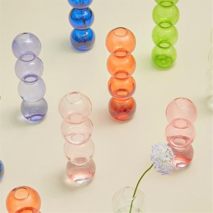 Nordic Glass Bubble Vase: Elegant Artisan Flower Display Piece