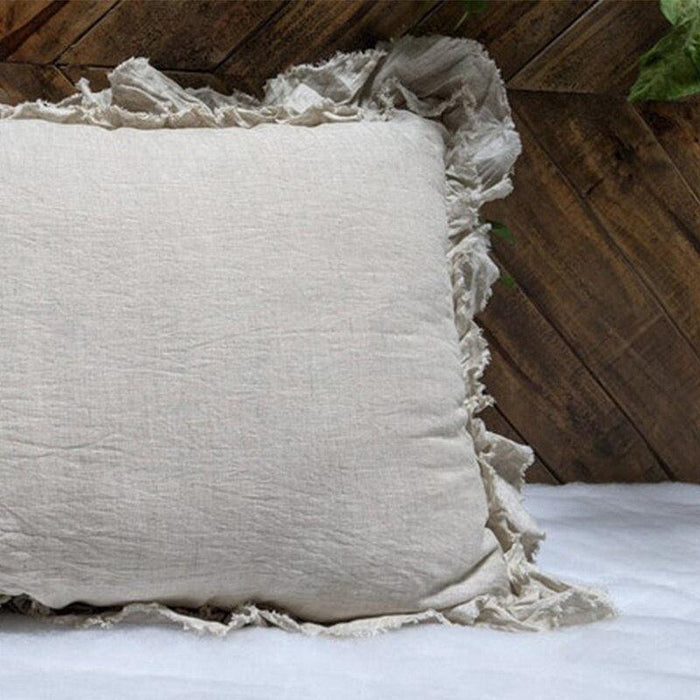 Vintage French Linen Pillow Shams with Delicate Ruffle Accents - Timeless Elegance