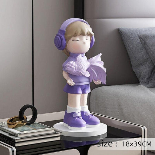 Koi Girl Sculptures Light Luxury Figurines Living Room TV Cabinet Desktop Decoration Mascot Home Decor Statues Housewarming Gift-0-Très Elite-purple-39cm-Très Elite