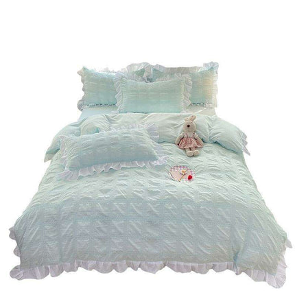 Luxe Double Layer Lace-Embroidered Bedding Set for Ultimate Comfort