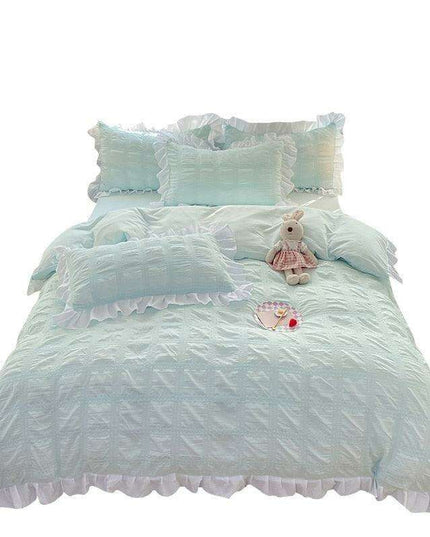 Luxe Double Layer Lace-Embroidered Bedding Set for Ultimate Comfort