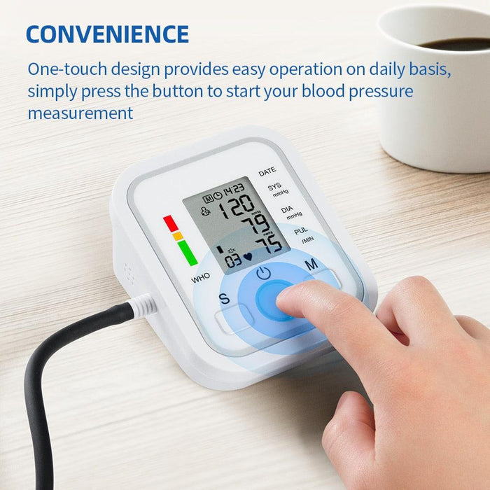 Digital Upper Arm Blood Pressure Monitor with Memory Storage and User-Friendly Operation