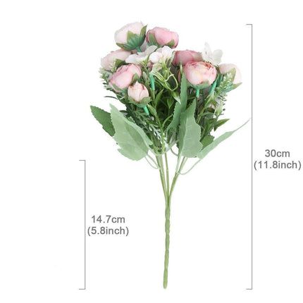 Lifelike Faux Peony Bouquet - 30cm, 7 Vibrant Colors