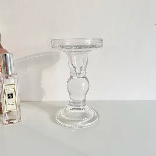 Sleek Handblown Glass Candle Holder - Artisan Home & Wedding Decor