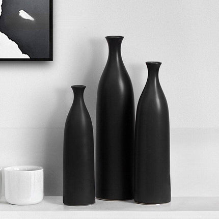 Elegant Tall Black Ceramic Vase - Available in Multiple Sizes for Stunning Decor