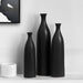 Elegant Black Ceramic Vase with Tall Slender Neck and Versatile Sizing