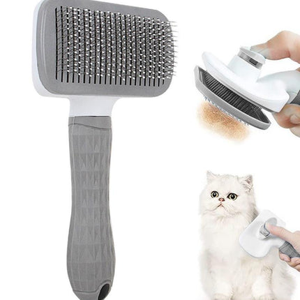 Ergonomic Long-Hair Dog Grooming Brush for Gentle Care