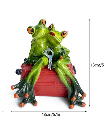 Whimsical Green Frog Resin Desk Ornament - Enchanting Home Decor