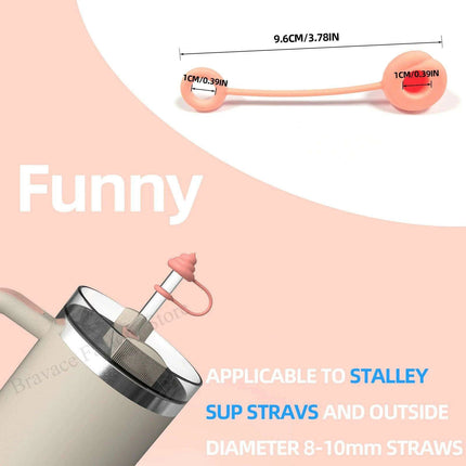 Whimsical Poop-Themed Silicone Straw Caps for Stanley Tumblers - Fun Drink Shields