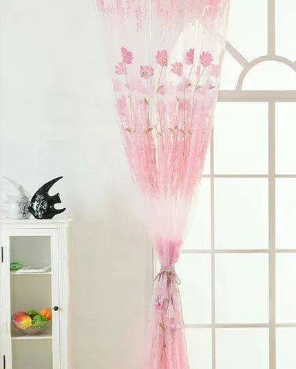 Elegant Floral Sheer Window Curtain for Kids' Spaces - Stylish Privacy Solution