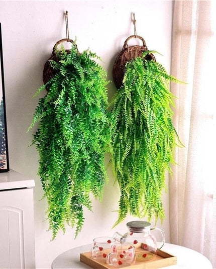 Lifelike Persian Fern Faux Hanging Plant Duo - Chic Greenery for Home and Event Decor
