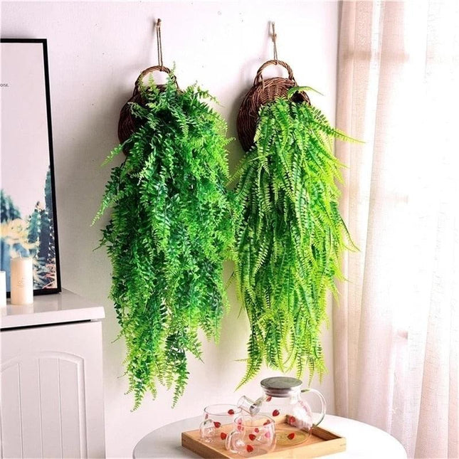 Lifelike Persian Fern Faux Hanging Plant Duo - Chic Greenery for Home and Event Decor