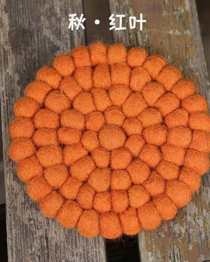 Elegant Round Wool Felt Coasters - Stylish Surface Protection Set