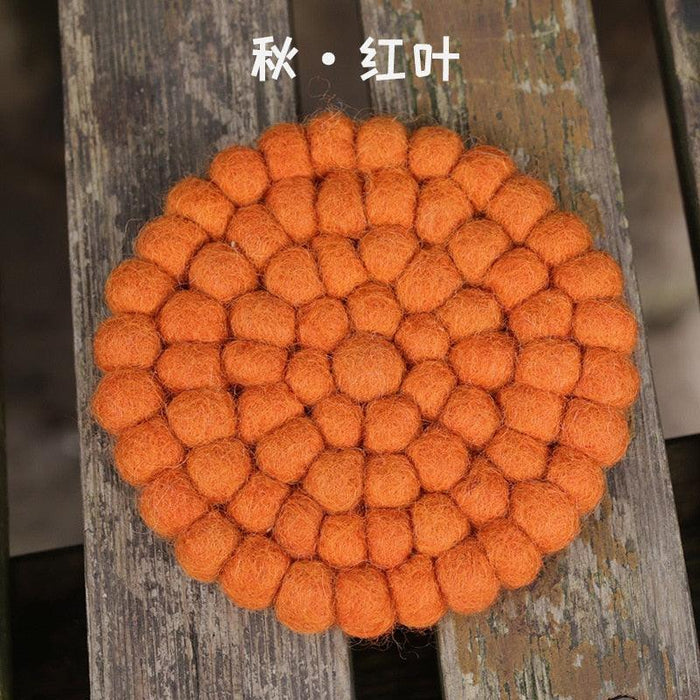 Elegant Round Wool Felt Coasters - Stylish Surface Protection Set
