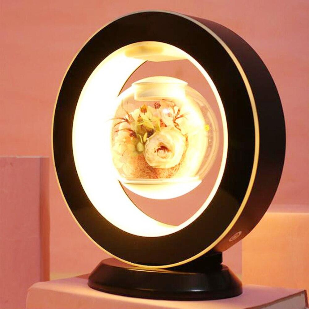 Magnetic Levitation Immortal Flower Decoration Creatives Lamp Floating Table LED Night Light For Home Decor Gift Desk Lamp-Très Elite-White Color-China-EU Plug-Très Elite