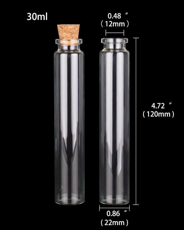 Chic Cork-Stoppered Glass Bottle Set - 10 Stylish Vials for Crafts and Decor