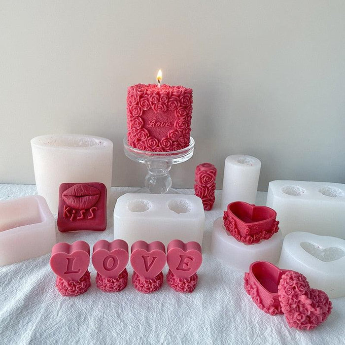 Rose Love Silicone Mold for Handmade Aromatherapy Candle Crafting