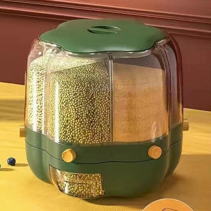 Innovative Rotating Grain Storage Container - Seamless Kitchen Organization Solution