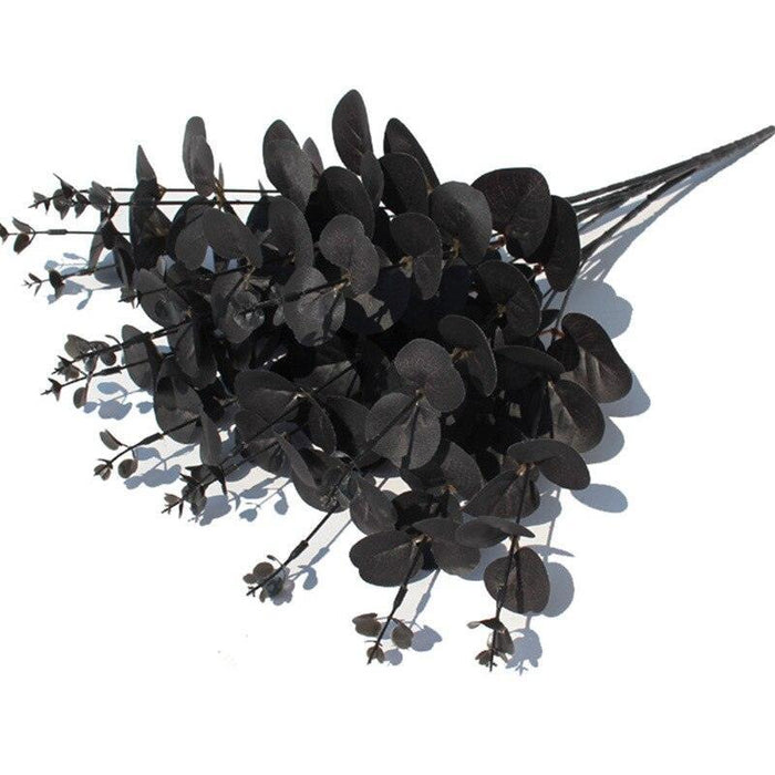 Stylish Eucalyptus Leaf Silk Floral Stems - Chic Black and White Home Accent