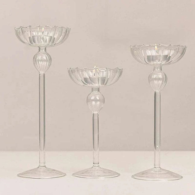 Chic Trio of Glass Candle Holders for Elegant Home and Bar Decor