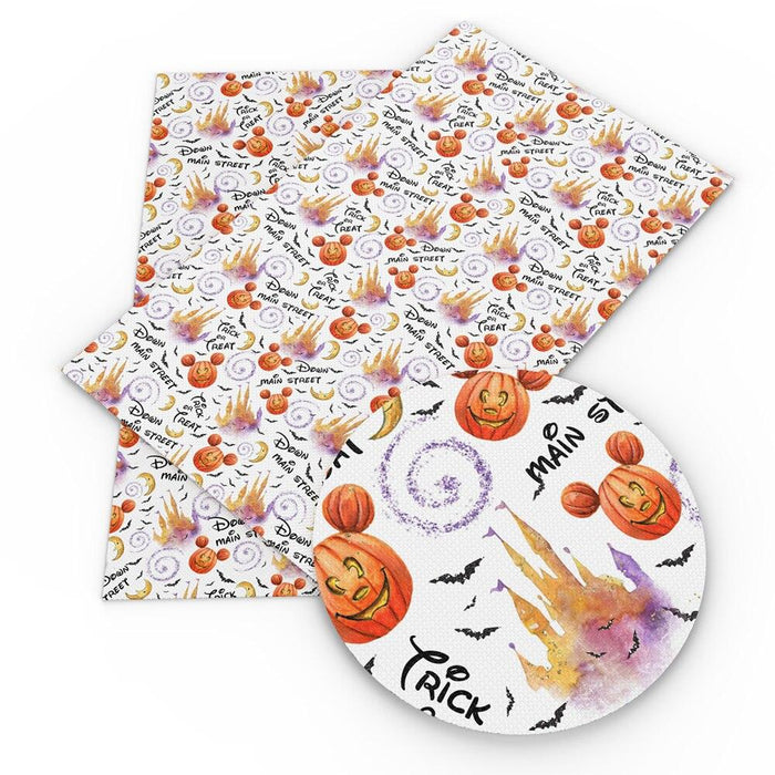 Enchanting Mickey Mouse Halloween Synthetic Leather Sheets - DIY Crafting Material for Magical Projects