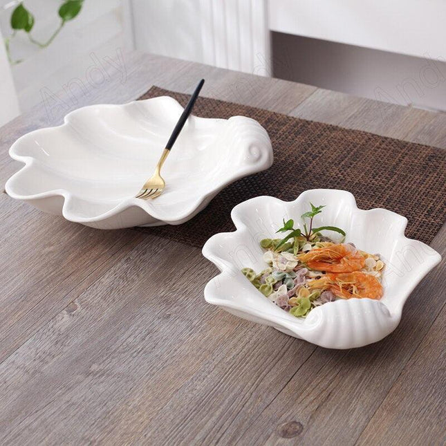 Elegant Shell-Inspired Handcrafted Ceramic Plate Set for Luxurious Dining