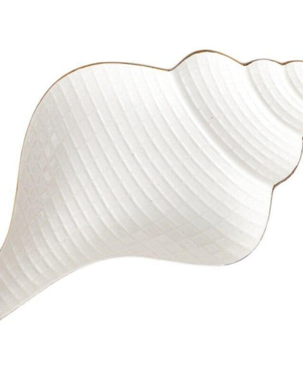 Sophisticated Nordic Conch Shell Ceramic Dinner Plates with Stunning Gold Accents