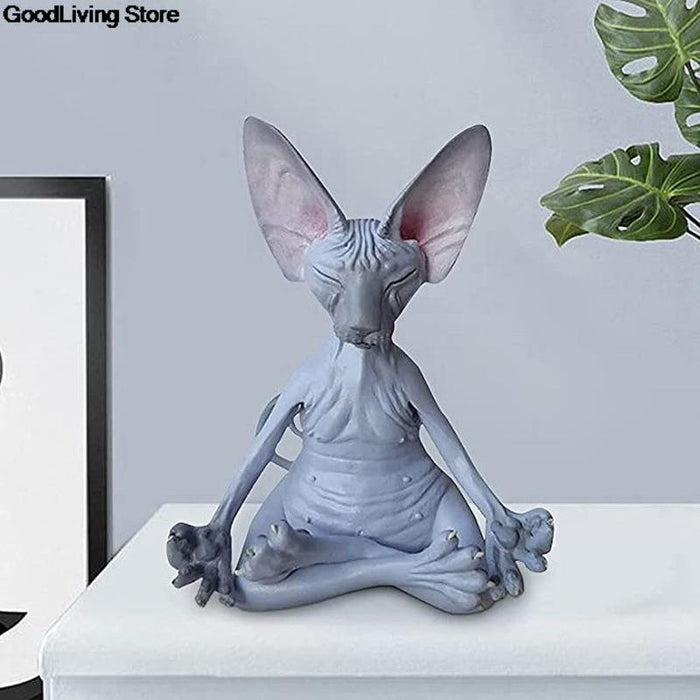 Buddha Cat Zen Figurine: Tranquil Handmade Sculpture for Serenity