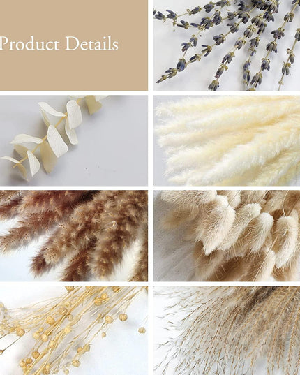 Boho Chic Pampas Grass Floral Set - 68 Pieces of Dried Natural Blooms