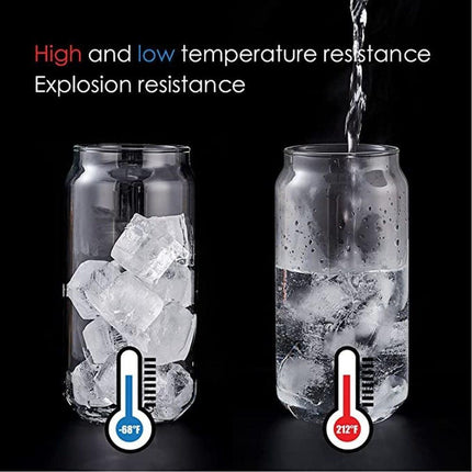 Elegant Can-Shaped Glass Tumbler Set - 4 Premium Cups for Luxurious Beverage Experiences